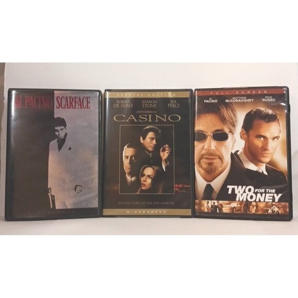 Set Of 3 DVDs Scarface Casino Two For The Money Al Pacino Robert De Niro - Picture 1 of 2